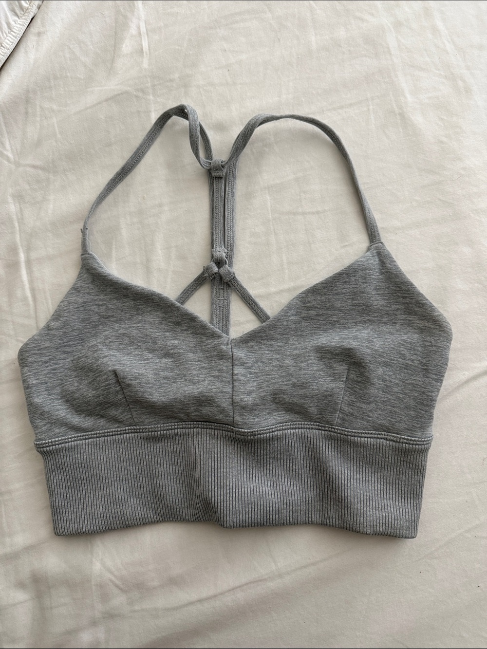 ALO Yoga Grey Seamless Strappy Sports Bra